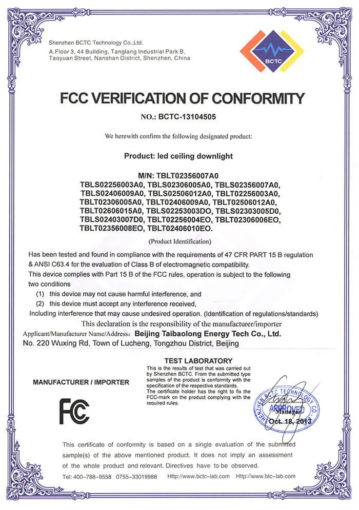 LED天花筒灯FCC